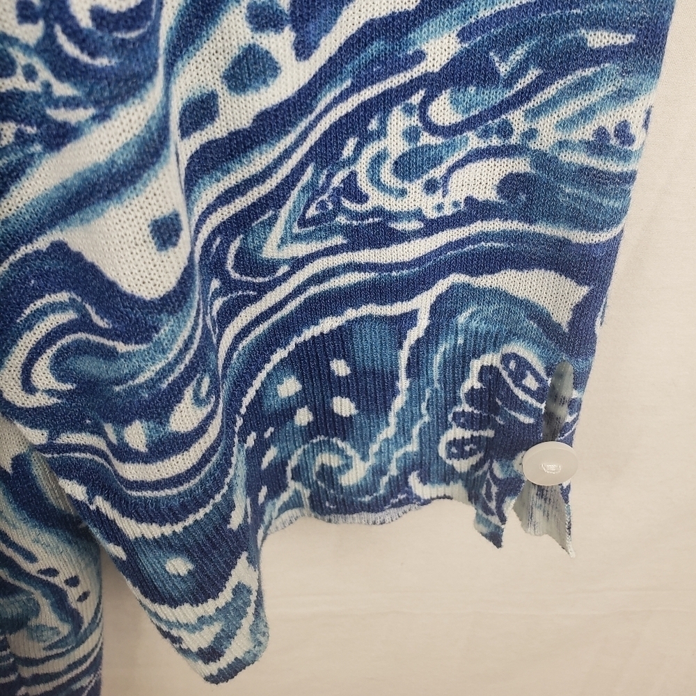 Chico's Blue and White Paisley Open Front Cardigan Sweater Sz Chico's 3 (XL) - Picture 4 of 9